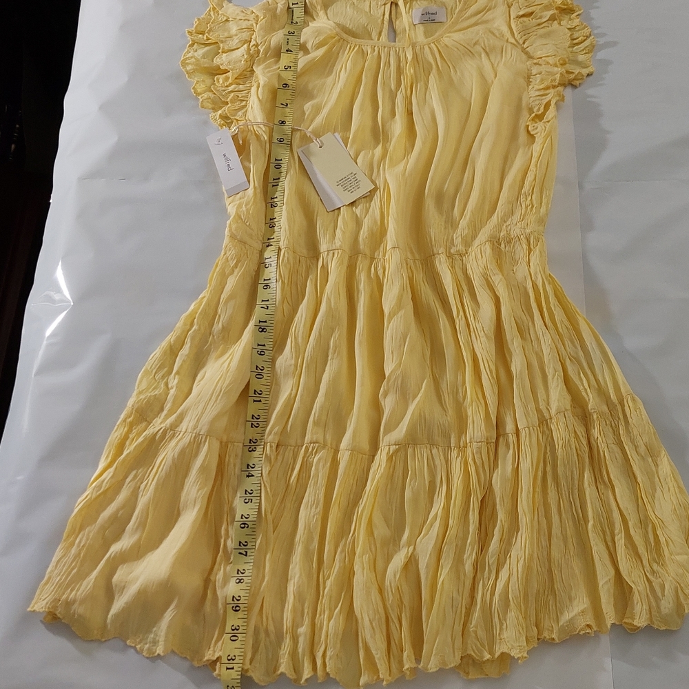 Aritzia Wilfred Sidonie Yellow Ruffled Mini Dress